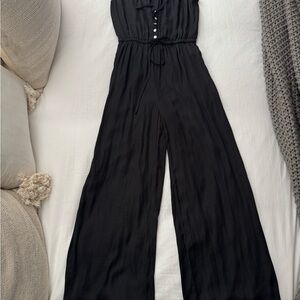 dolan Black Wide-Leg Button-Front Jumpsuit